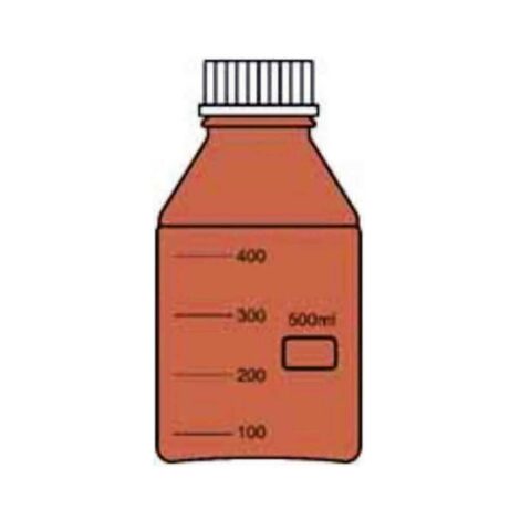 reagent bottle amber colour, extra wide mouth with polypropylene screw cap & pouring ring, repeatedly autoclaveable, graduated