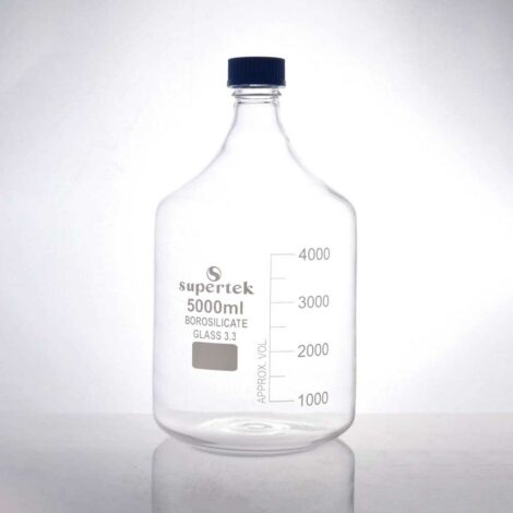 bottle, reagent, long neck, heavy duty with screw cap, clear