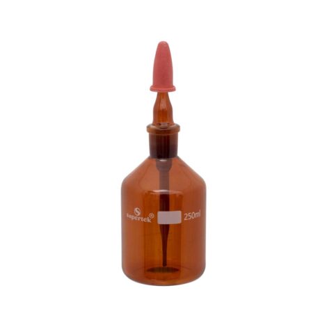 bottle, dropping bottle with rubber teat, dropping pipette ground into bottle neck, amber