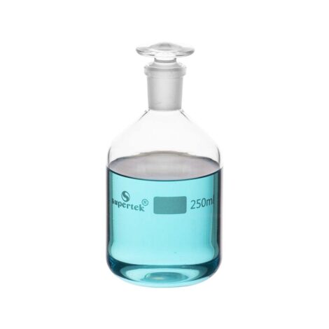 bottle, reagent interchangeable flat head glass stopper, narrow mouth, clear