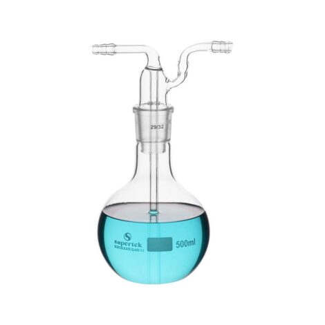 washing bottle – flat bottom flask with stopper and inlet & outlet glass tubes
