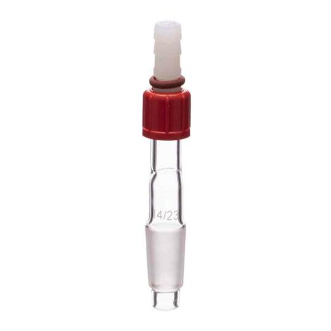 adapter, cone to flexible tubing right angle connection with screw thread