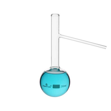 flask, distillation, with side tube