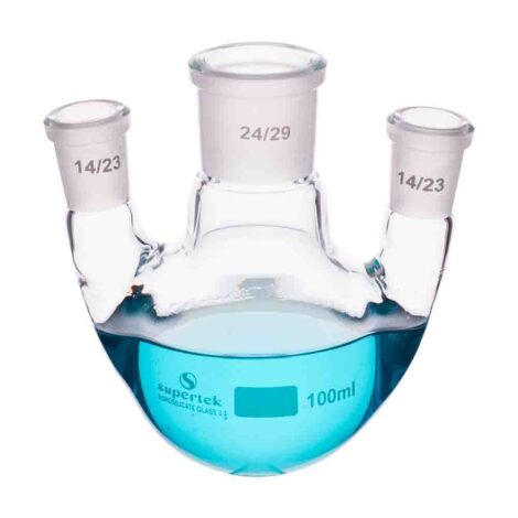 flask round bottom, three necks parallel