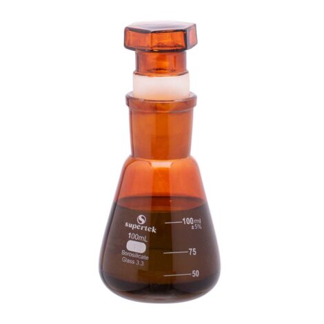amber color flask conical with interchangeable stopper, hollow