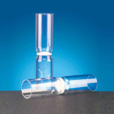 sintered glass filter tube with sintered disc sealed in center, porosity grade 1 or 2 or 3 or 4