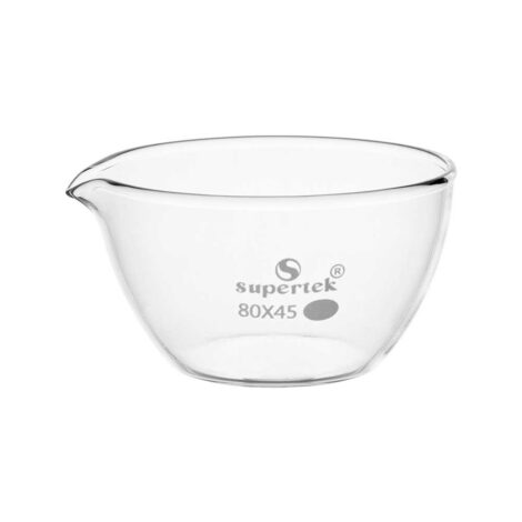 dishes evaporating, flat bottom, with spout, made of 3.3 borosilicate glass high resistance to thermal shock and chemical attack