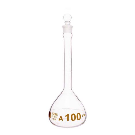 volumetric flask-astm, narrow mouth with glass stopper class a with individual works certificate