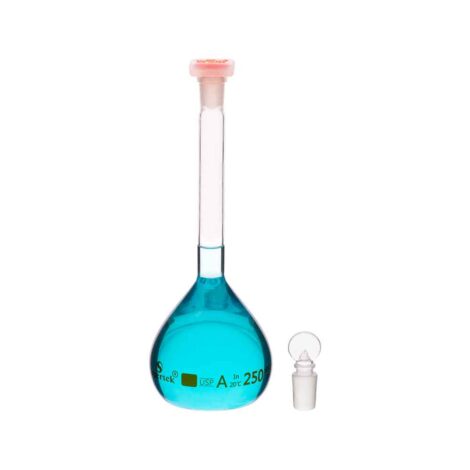 flask volumetric, with interchangeable glass and super stopper™, class a with usp (us pharmacopeia) certificate