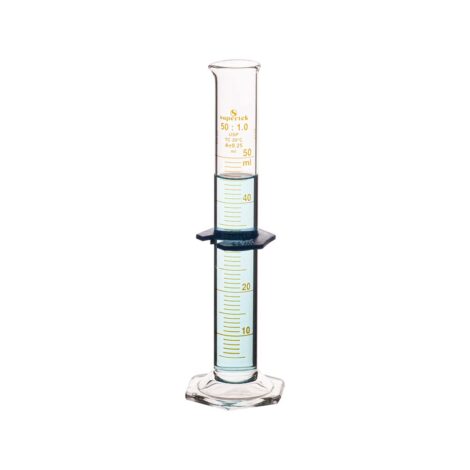 measuring cylinder, usp standard with pour-out & hexagonal glass base, class a with individual works certificate