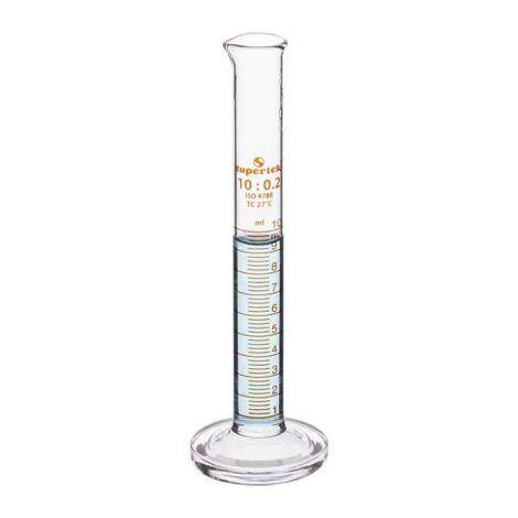 measuring cylinder, with pour-out & round base, class b