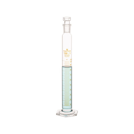 measuring cylinders, with interchangeable stopper, hexagonal base, class b