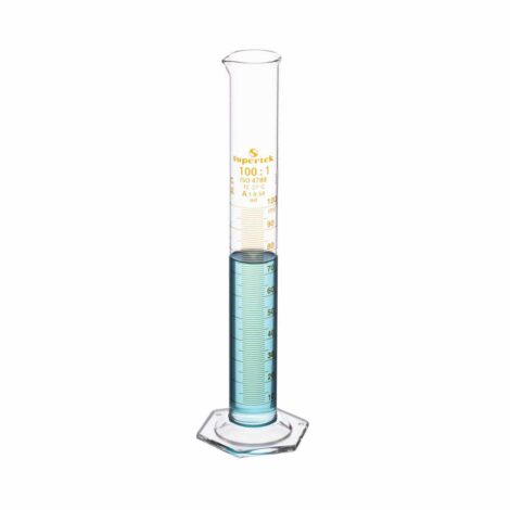 measuring cylinder, with pour-out, hexagonal base, class a with nabl certificate