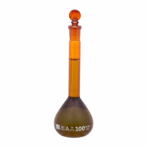 flask volumetric amber, with interchangeable glass and super stopper™, class a with nabl certificate
