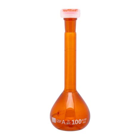 amber flask volumetric, wide mouth with interchangeable glass and super stopper™ class ‘a’ with usp certificate