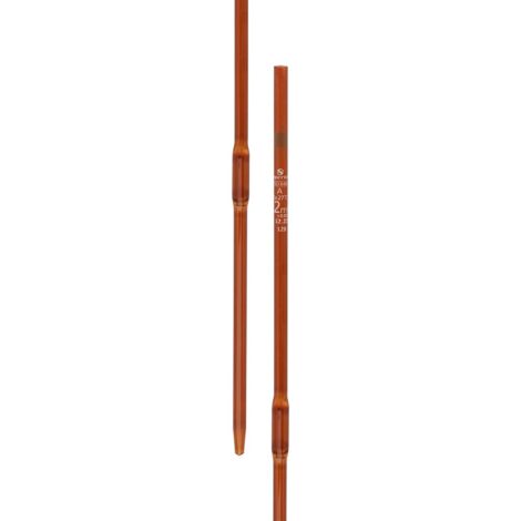 amber color pipette, transfer, volumetric, with one mark, class a with individual works certificate