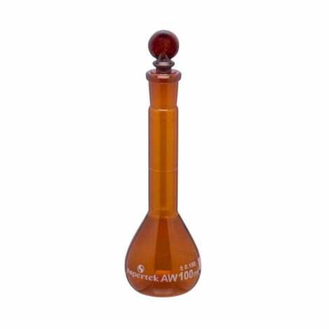 amber colour flask volumetric, wide mouth with interchangeable glass and super stopper™ class ‘a’ with individual certificate