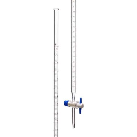 burette, with straight bore ptfe key stopcock, class a with individual works certificate