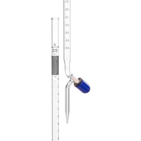 burette, with screw type ptfe needle valve (rotaflow) stopcock, class a with individual works certificate
