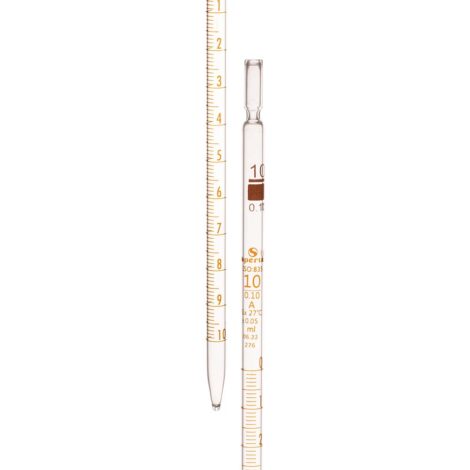 pipette, graduated, mohr type, class a with individual works certificate