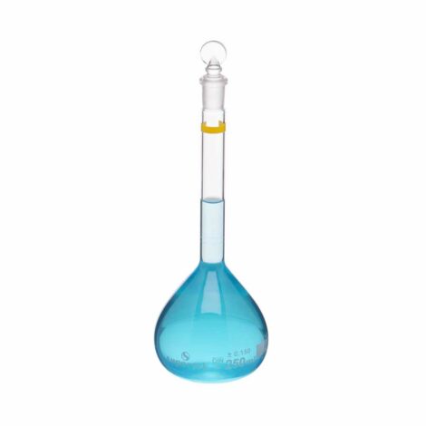 flask volumetric, color coded, with interchangeable glass and super stopper™, class a with individual works certificate