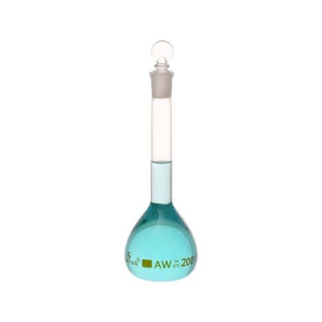flask volumetric, wide mouth with interchangeable glass and super stopper™ class ‘a’ with individual certificate
