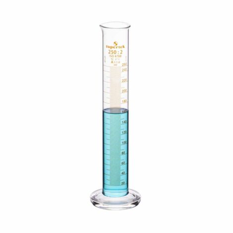 measuring cylinder, with pour-out & round base, class a with individual works certificate
