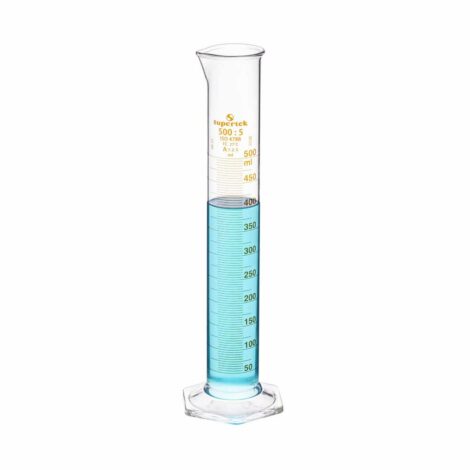 measuring cylinder, with pour-out, hexagonal base, class a with individual works certificate