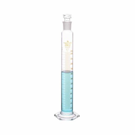 measuring cylinders, with interchangeable stopper, hexagonal base, class a, with individual works certificate.