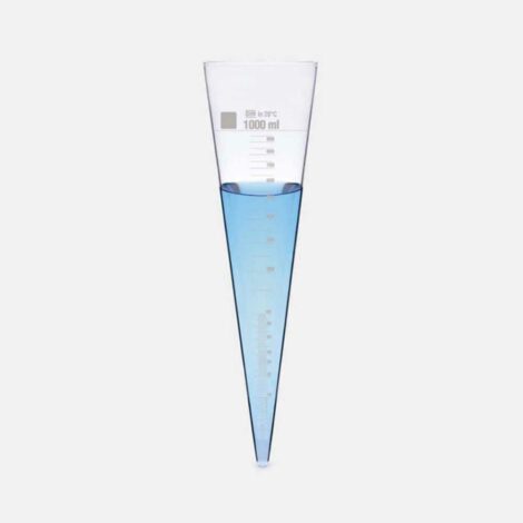 cones, imhoff, sediment, sharp tip, graduated from 0 to 1 ml in 0.1 ml. division, 1 to 10 ml. in 0.5 ml. and 10 to 40 ml. in 1 ml. also marked at 1000 ml. approx. total height 454 mm., approx. top dia 100 mm